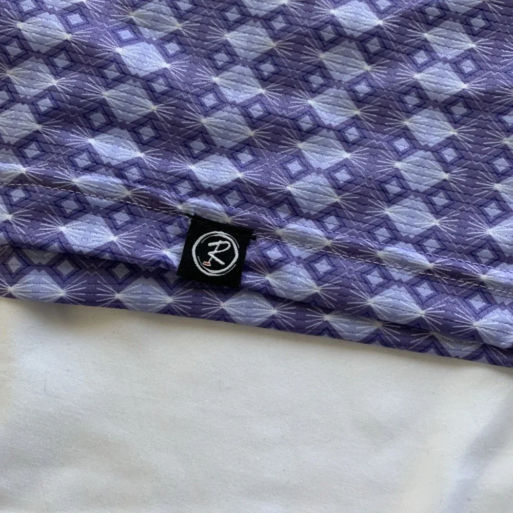 NWT Rusty Putter‎ Golf Polo Size XL Purple White Abstract Pattern Geometric